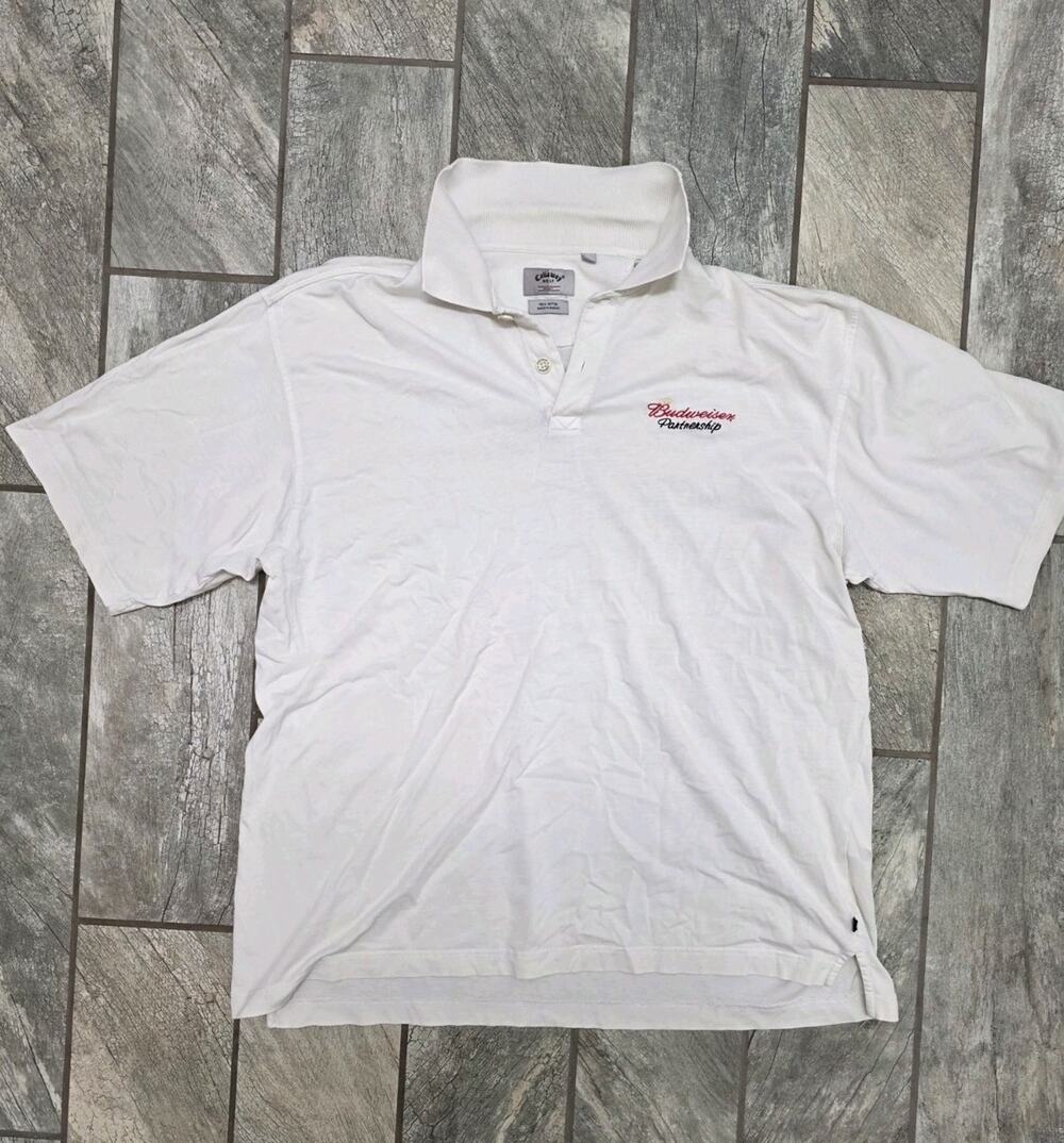 Callaway Golf Mens Polo Shirt Large White Short Sleeve Performance Sport Casual